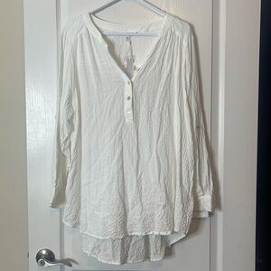 Jane + Delancey Long Sleeve Tunic Blouse White 1X